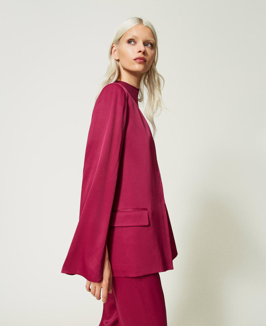 Satin cape blazer "Raspberry Radiance" Purple Woman 232TP2691_07212_06