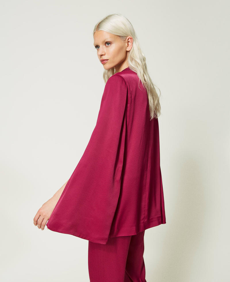 Satin cape blazer "Raspberry Radiance" Purple Woman 232TP2691_07212_07