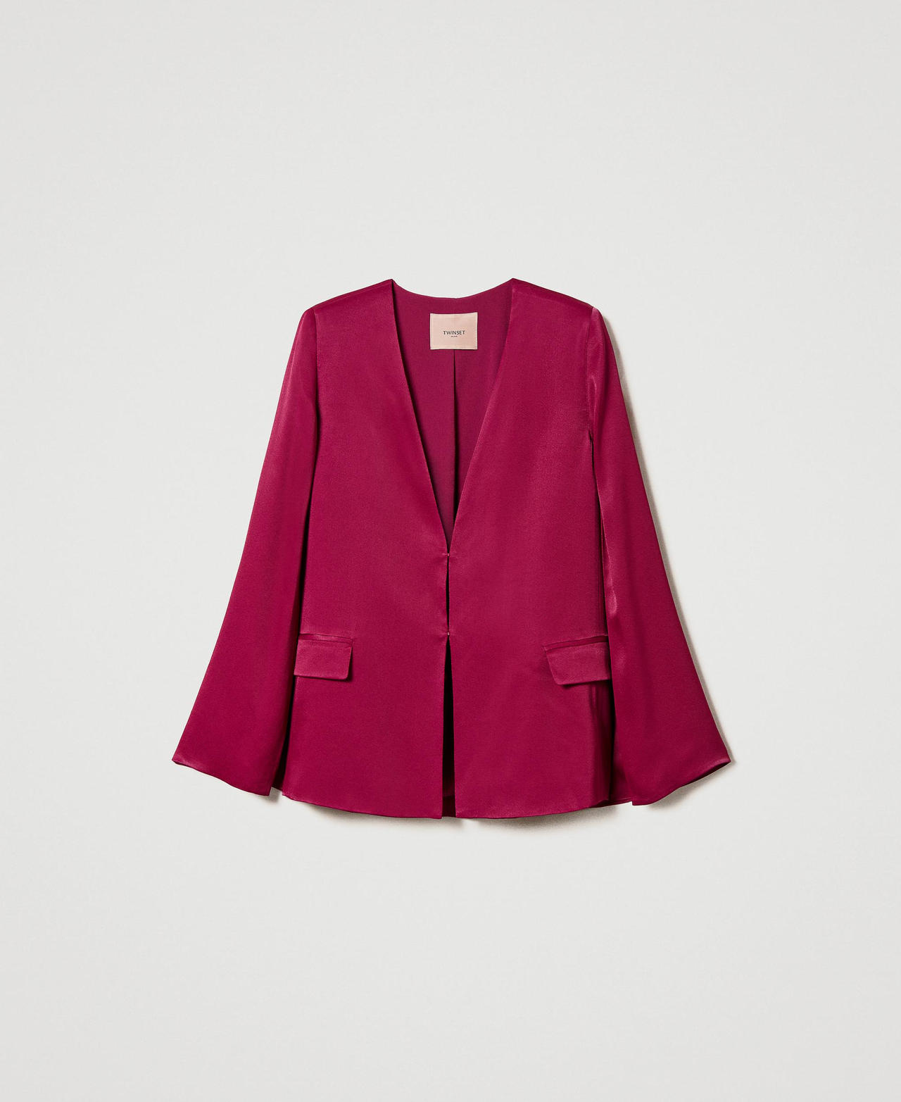 Blazer cape en satin Noir Femme 232TP2691-0S