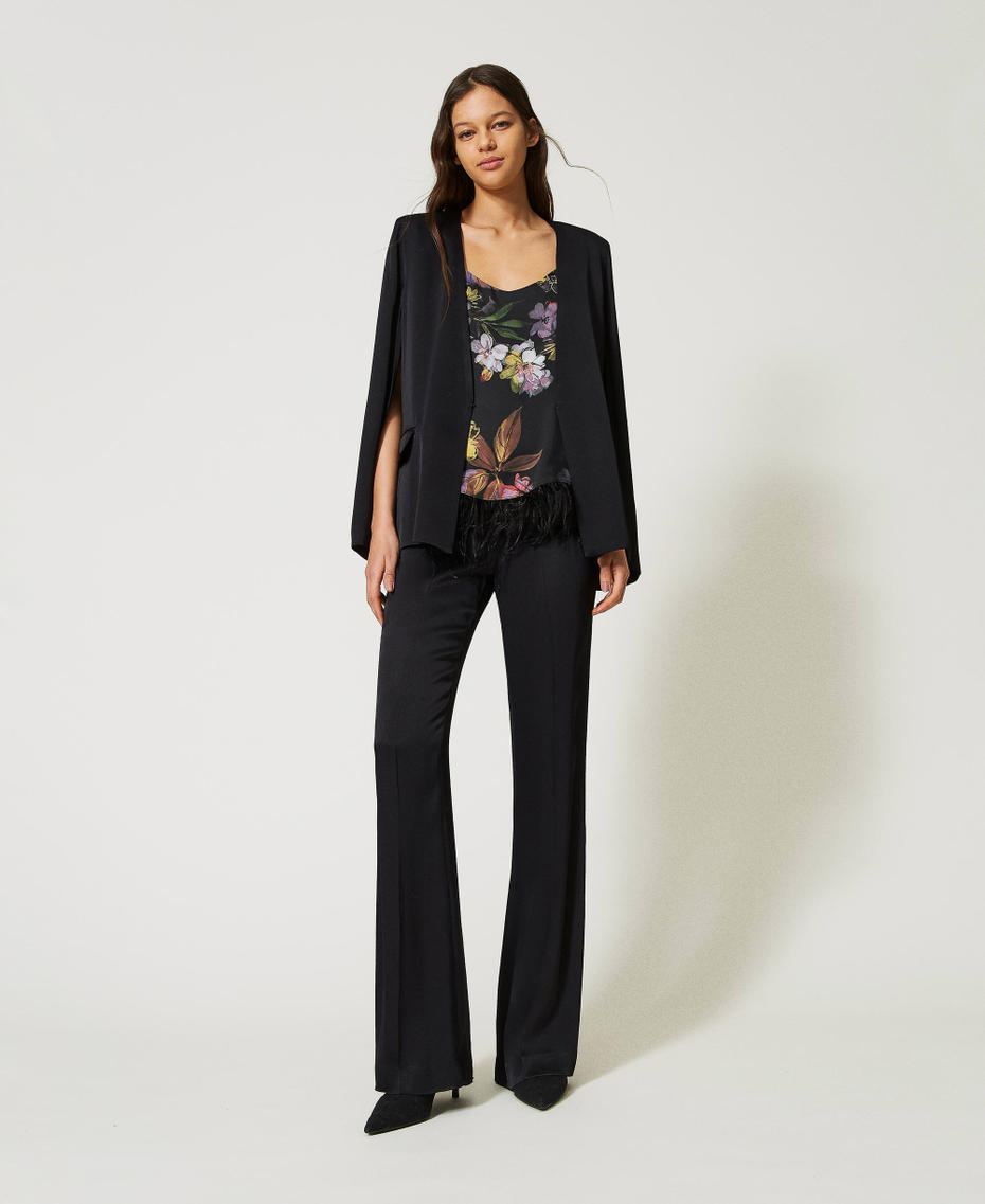 Pantalon taille haute en satin