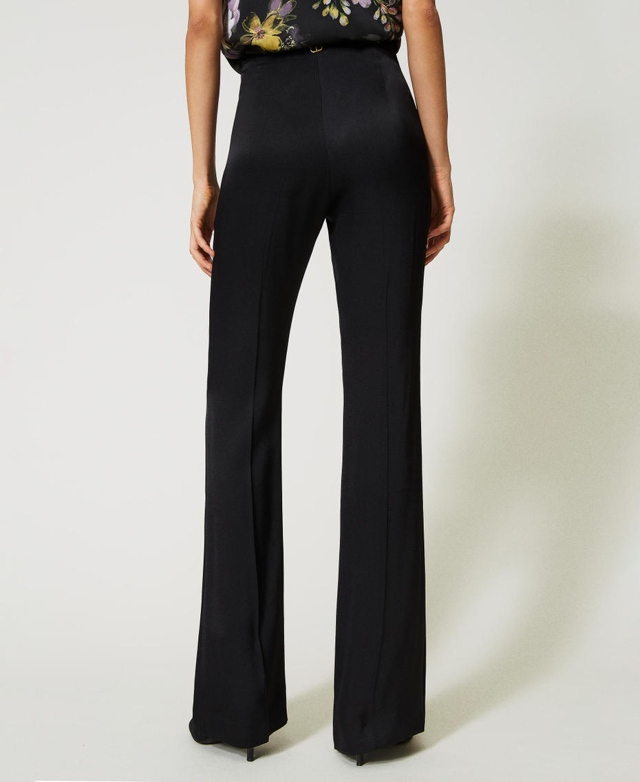 High waist satin trousers Black Woman 232TP2693-07