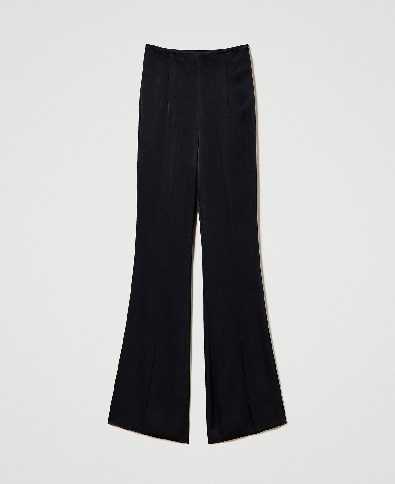 Pantalon taille haute en satin
