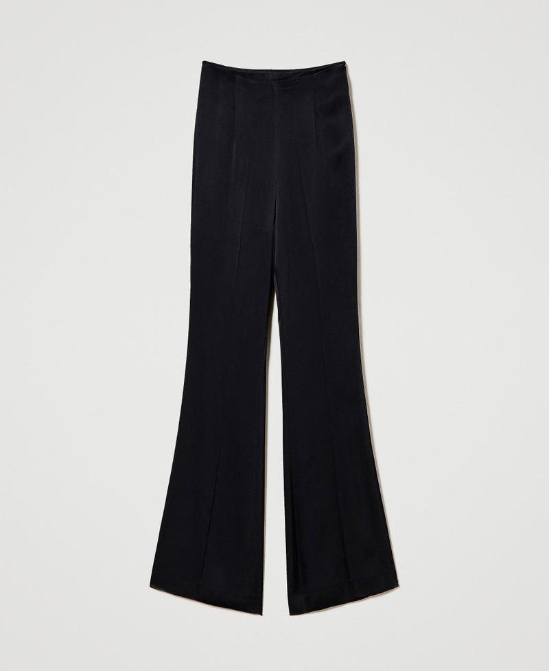 Pantalon taille haute en satin
