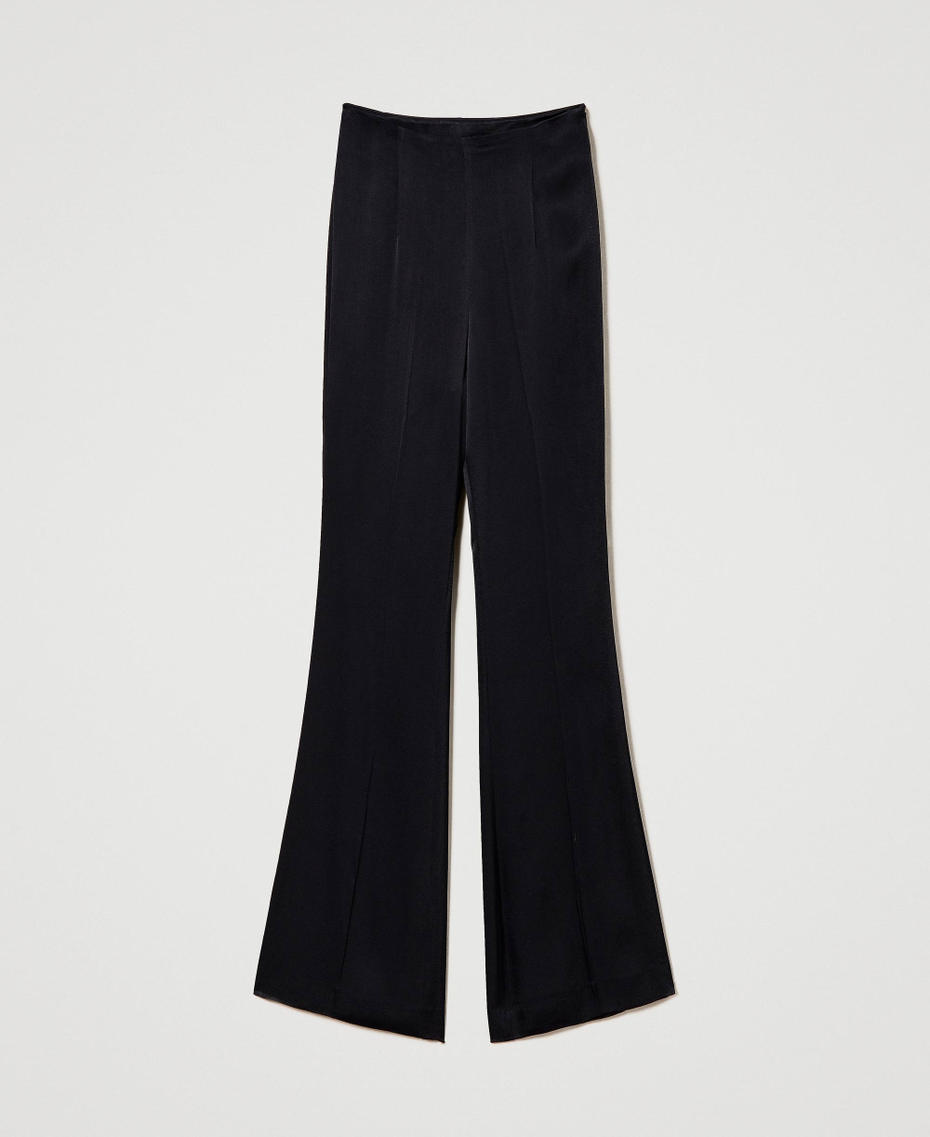 Pantalon taille haute en satin