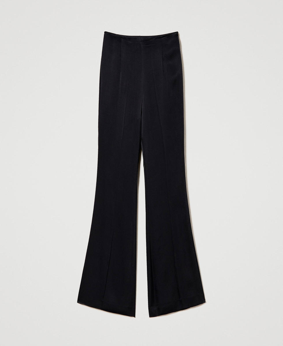 High waist satin trousers