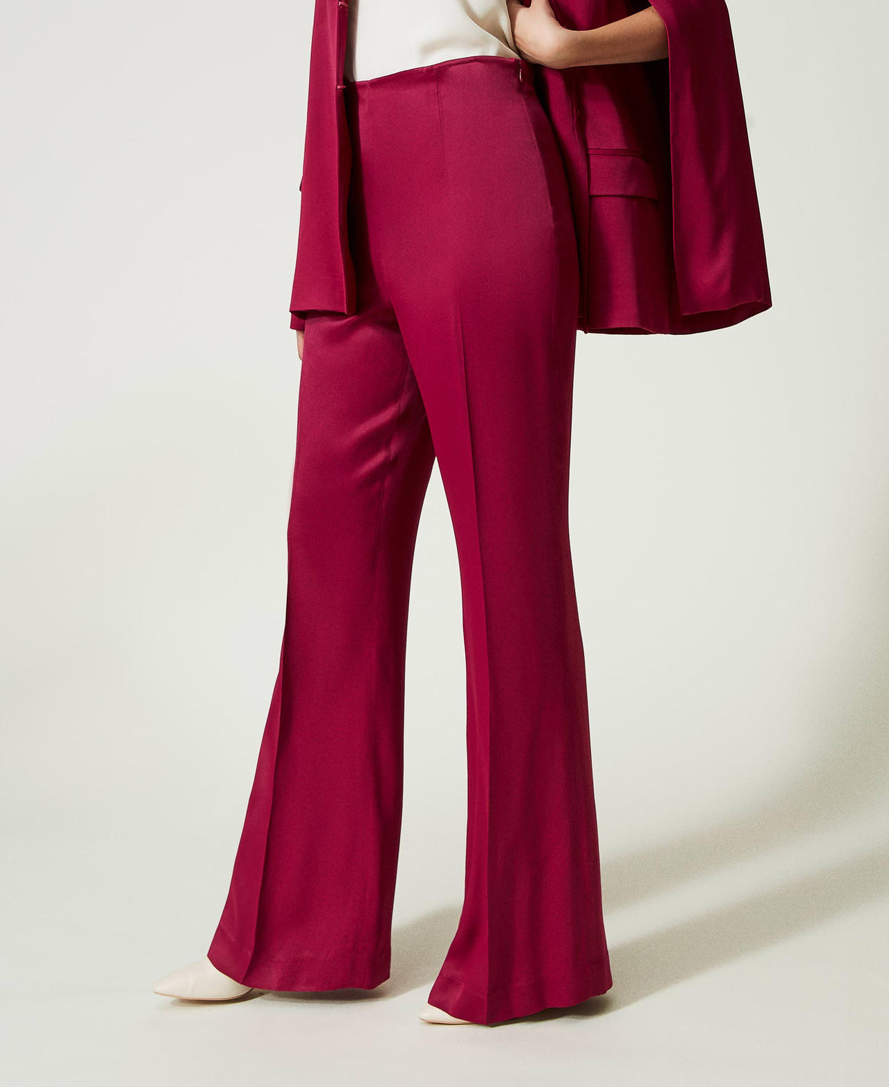 High waist satin trousers "Raspberry Radiance" Purple Woman 232TP2693_07212_02