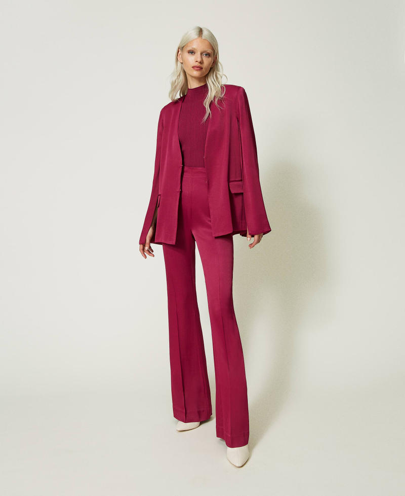 High waist satin trousers "Raspberry Radiance" Purple Woman 232TP2693_07212_05