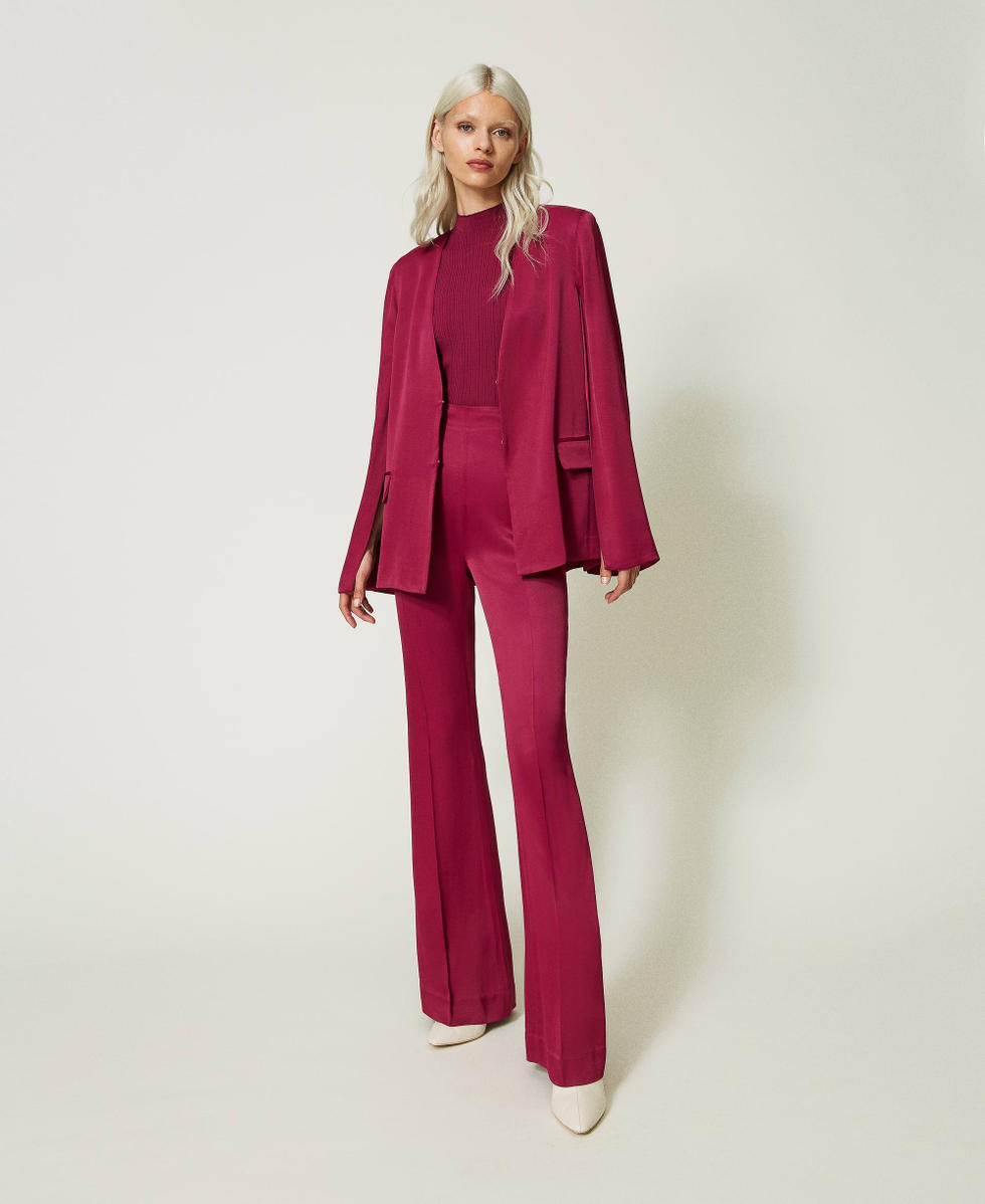 High waist satin trousers Woman, Purple | TWINSET Milano
