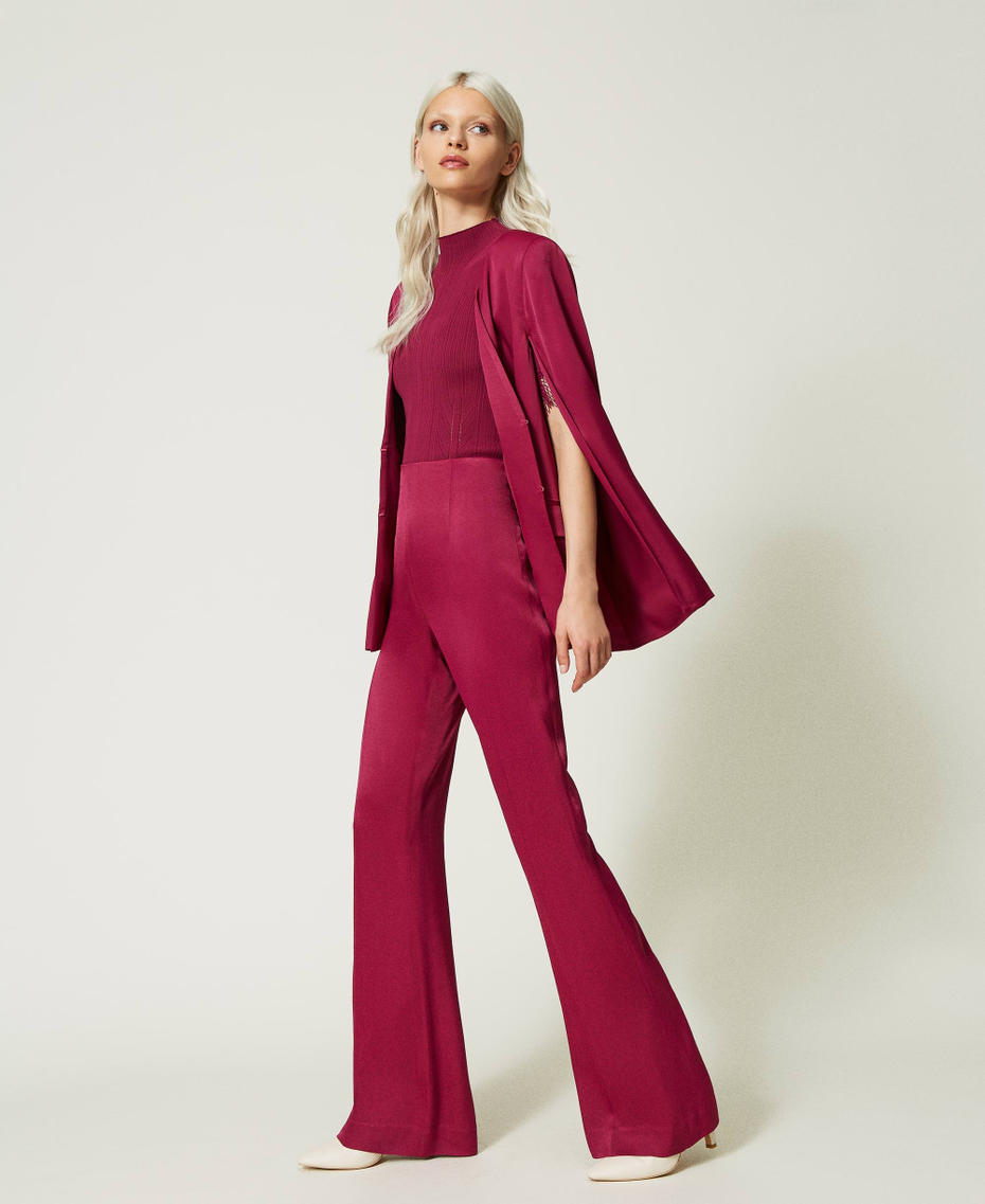 High waist satin trousers "Raspberry Radiance" Purple Woman 232TP2693_07212_06