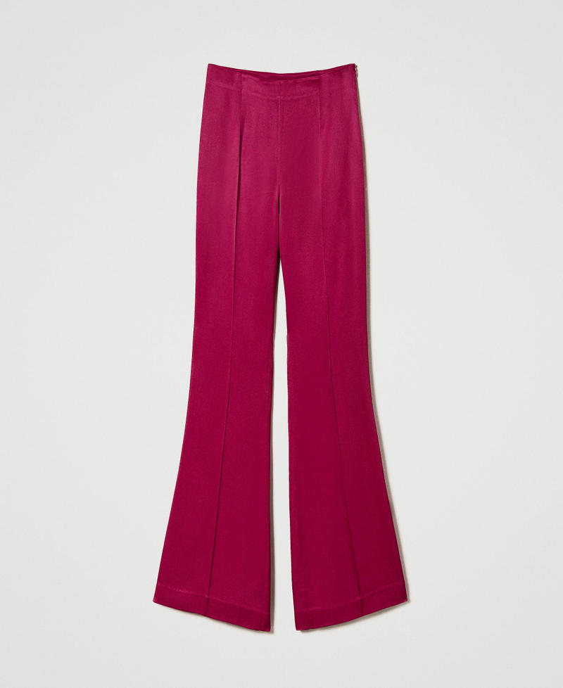 High waist satin trousers "Raspberry Radiance" Purple Woman 232TP2693_07212_S0