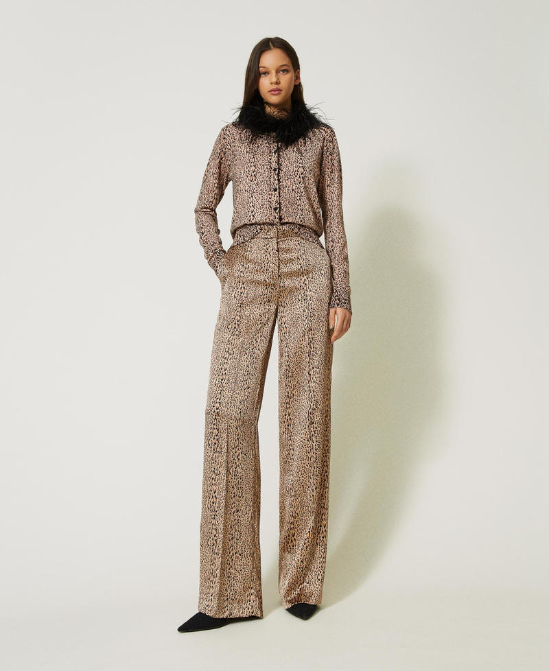 Pantalon en satin animalier
