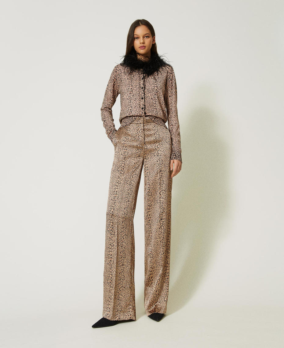 Pantalon en satin animalier