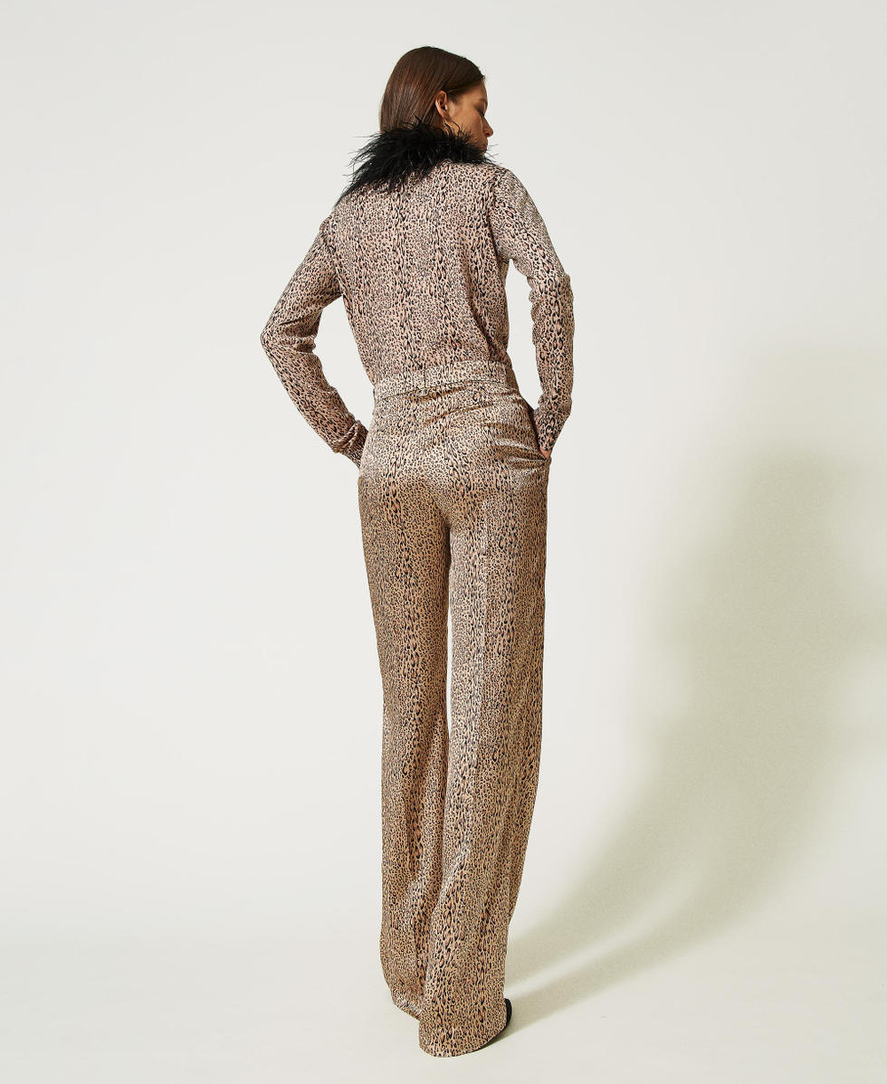 Pantaloni in raso animalier
