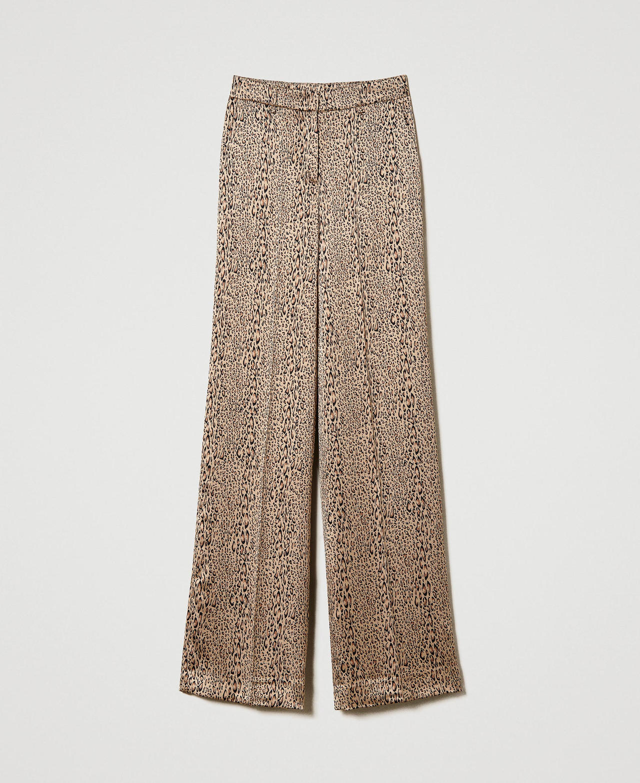 Animal print satin trousers