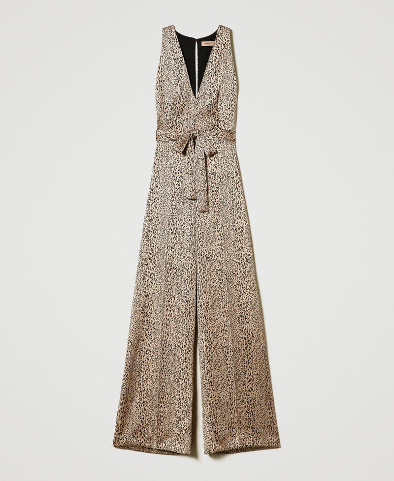 Tuta lunga in raso animalier