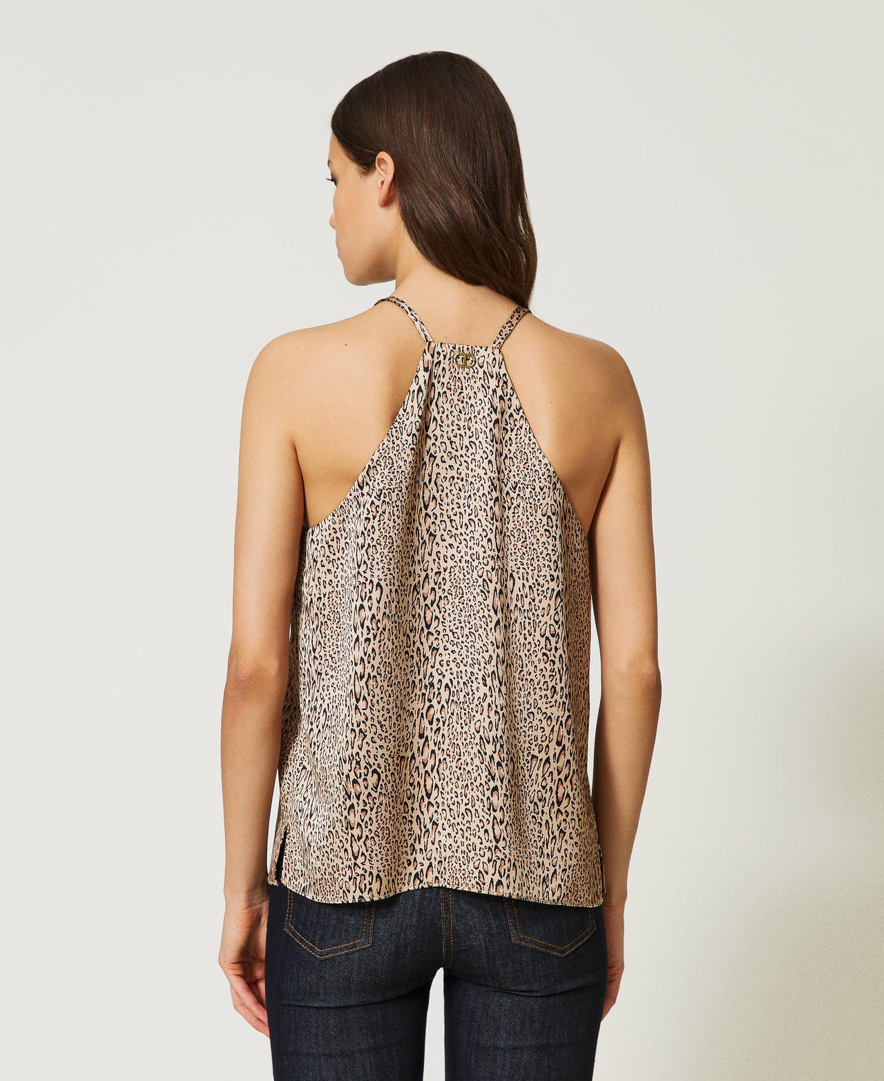 Animal print satin top
