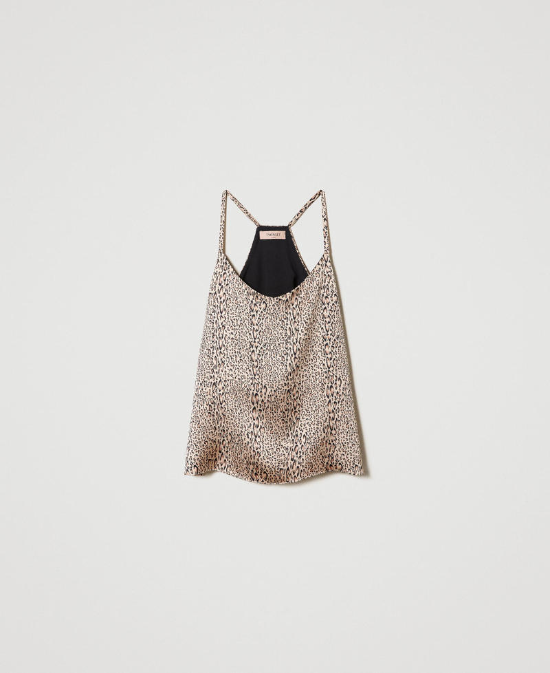 Top en satin animalier