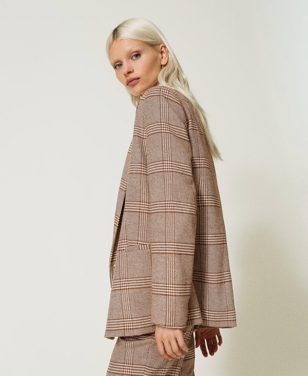 Glen plaid blazer Woman Beige TWINSET Milano