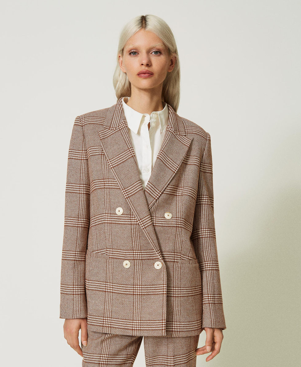 Beige plaid blazer discount