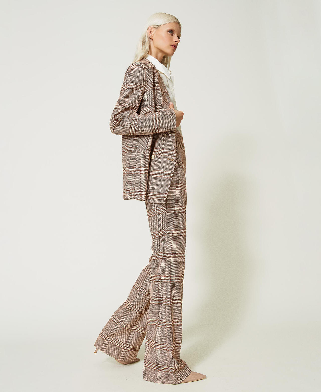 Flared glen plaid trousers