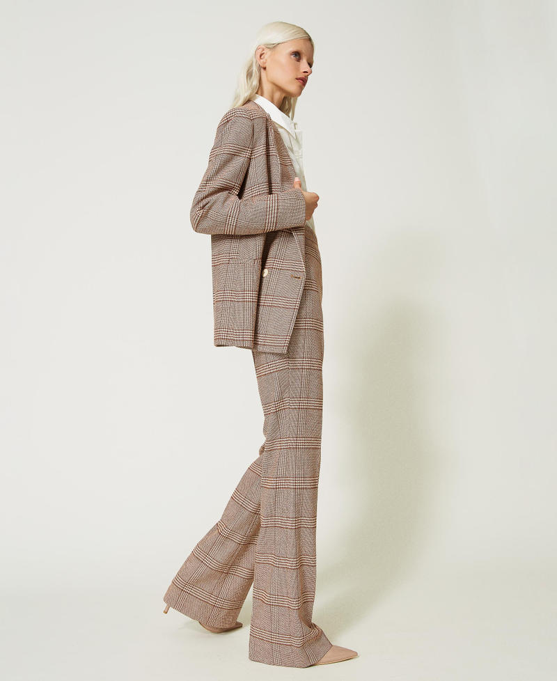 Flared glen plaid trousers