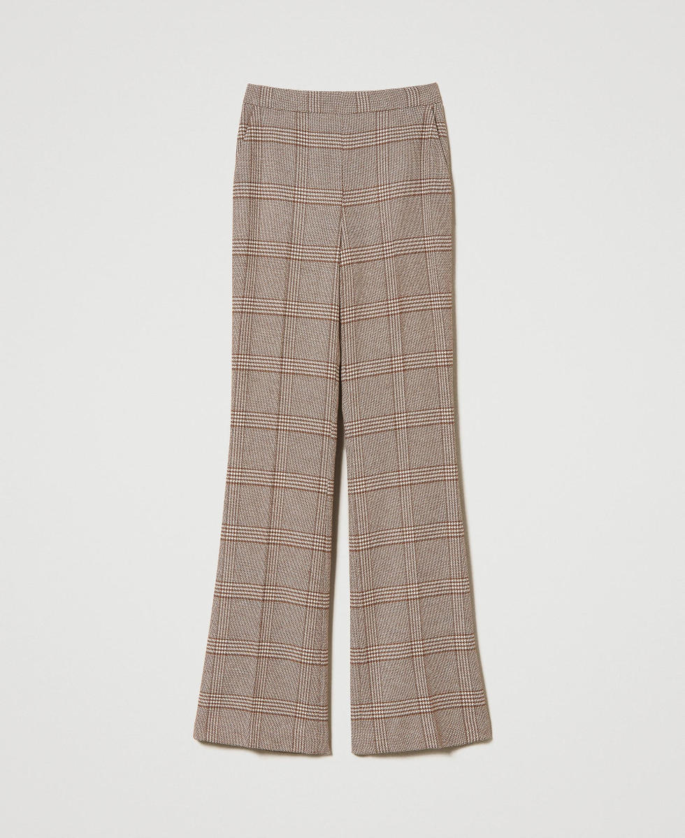 Flared glen plaid trousers