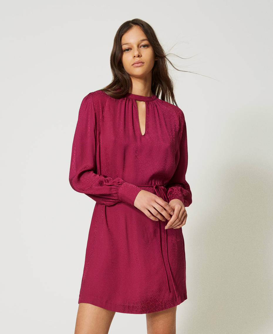 Short jacquard animal print dress "Raspberry Radiance" Purple Woman 232TP2761-01