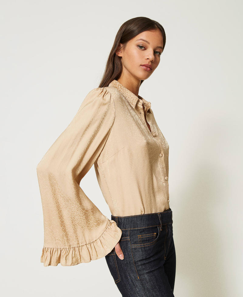 Jacquard animal print shirt Camel Light Woman 232TP2763_10858_02