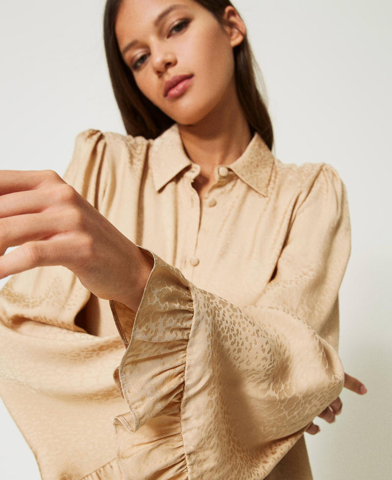 Jacquard animal print shirt Camel Light Woman 232TP2763_10858_04