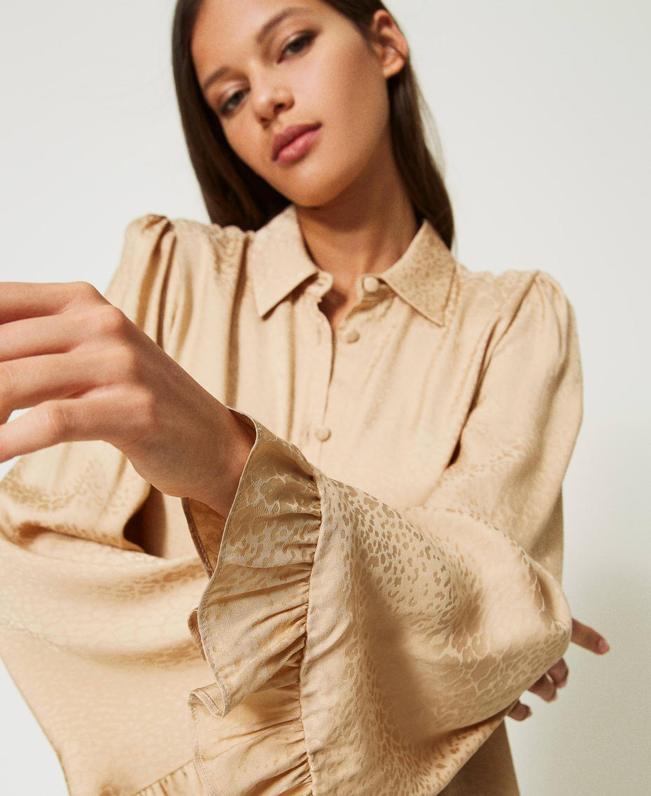 Jacquard animal print shirt Camel Light Woman 232TP2763_10858_04