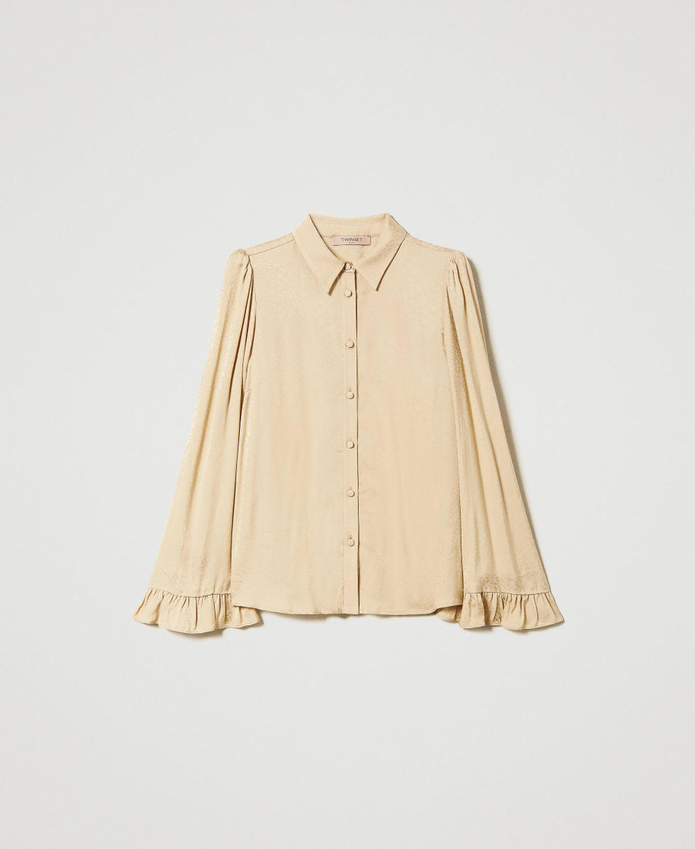 Jacquardhemd mit Animaldessin Camel Light Frau 232TP2763_10858_S0