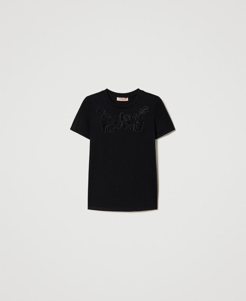 T-shirt with broderie anglaise embroidery