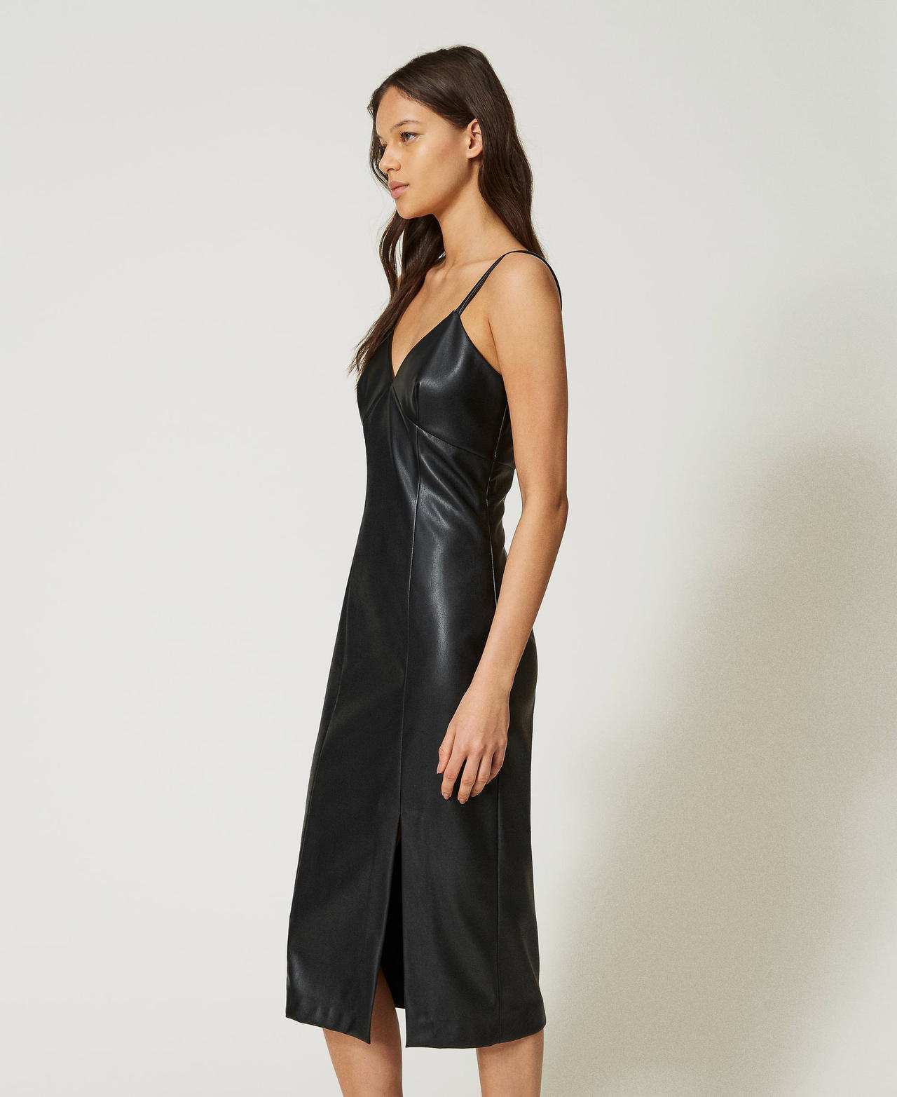 Midi leather-like dress Black Woman 232TP2902-02