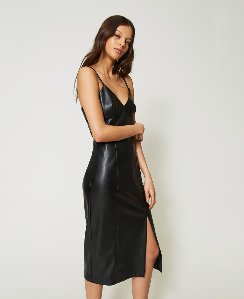 Midi leather-like dress Black Woman 232TP2902-03