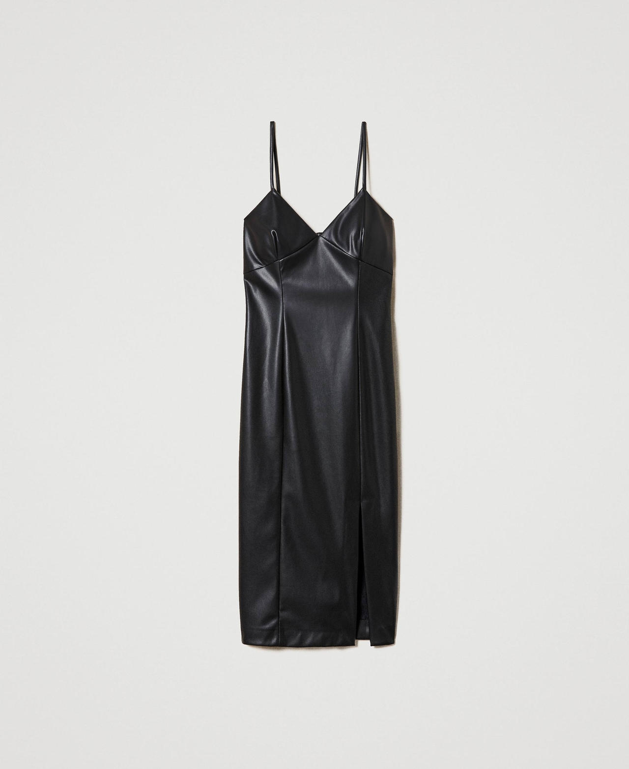 Платье миди с имитацией натуральной кожи Черный женщина 232TP2902-0S