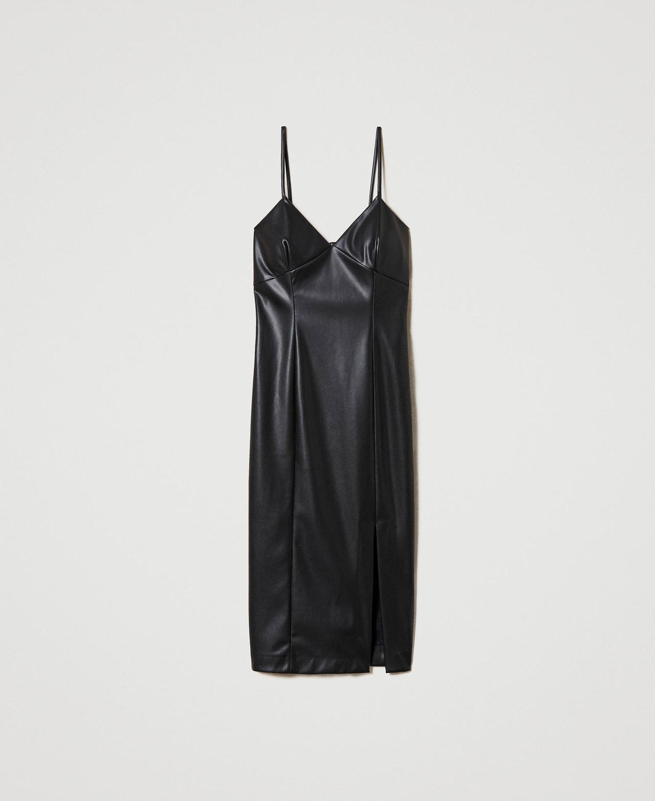 Midi leather-like dress