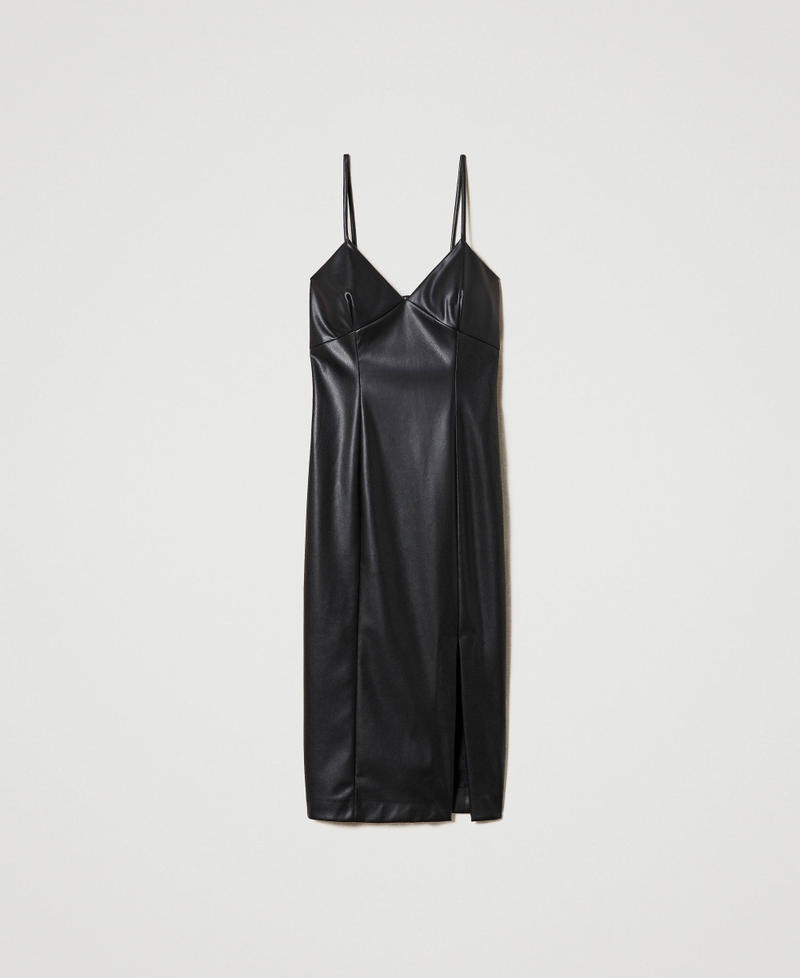 Midi leather-like dress