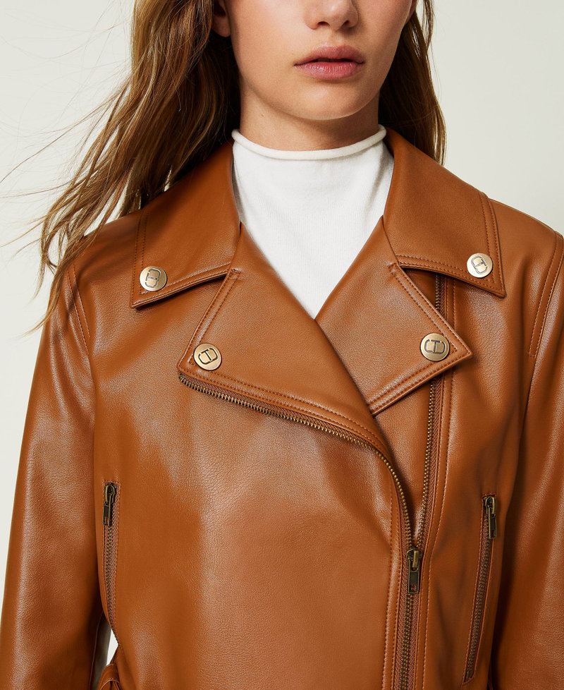 Leather-like biker jacket