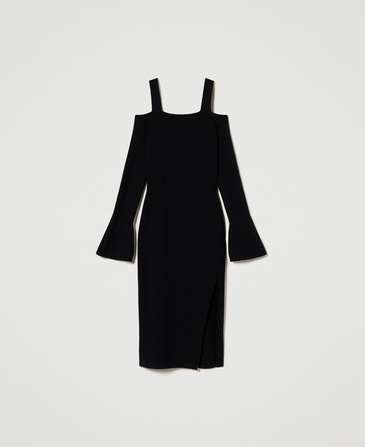 Knitted Button-up Slit Midi Dress