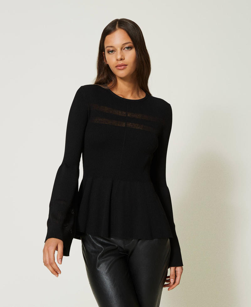 Ribbed jumper with cutout Black Woman 232TP3042-01
