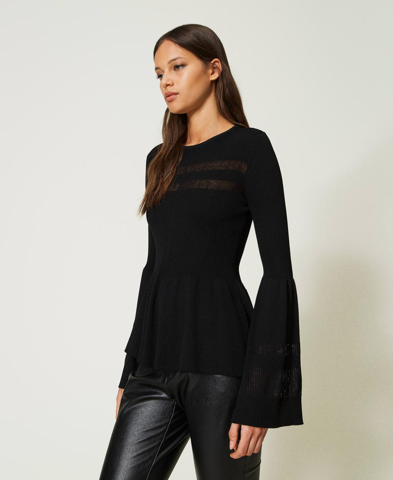Ribbed jumper with cutout Black Woman 232TP3042-02