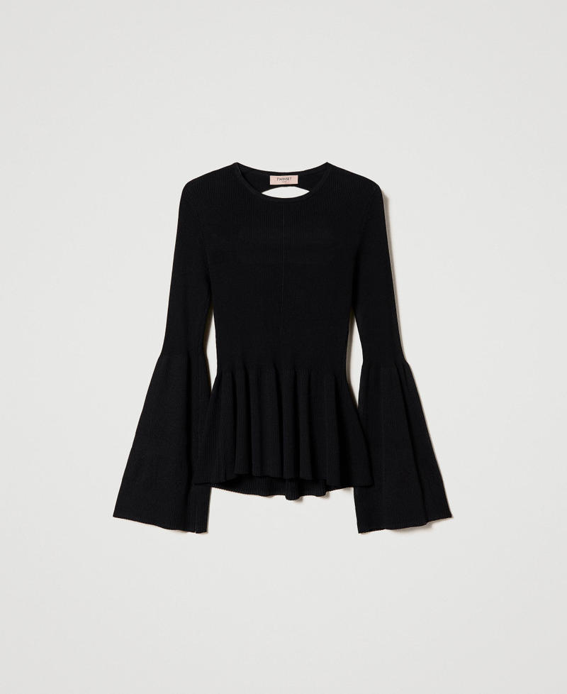 Ribbed jumper with cutout Black Woman 232TP3042-0S