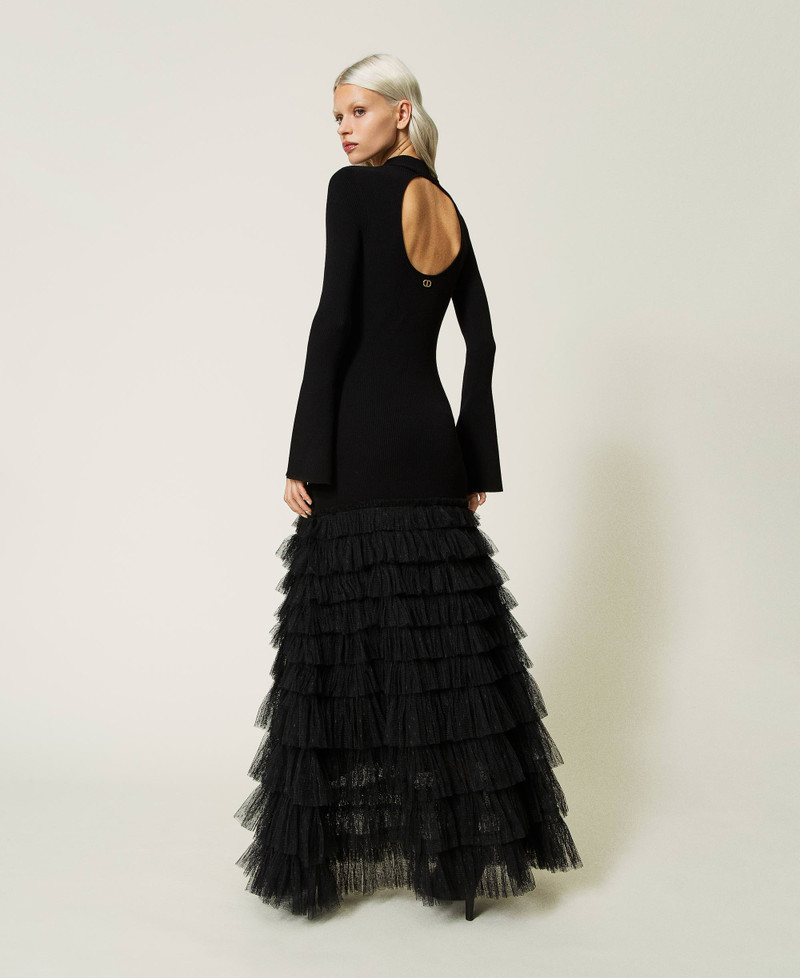 Abito lungo $219 ANN TAYLOR NERO IN PIZZO E RASO SENZA SPALLINE TAGLIA