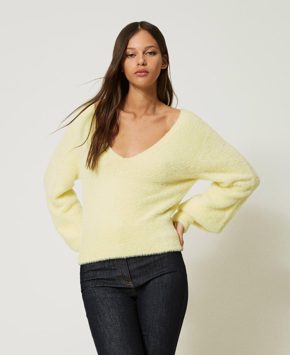 Pull sans coutures en point fourrure