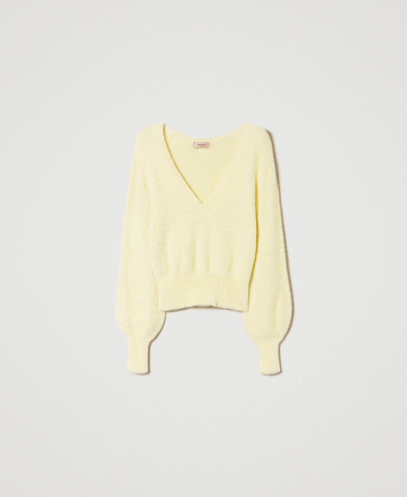 Pull sans coutures en point fourrure