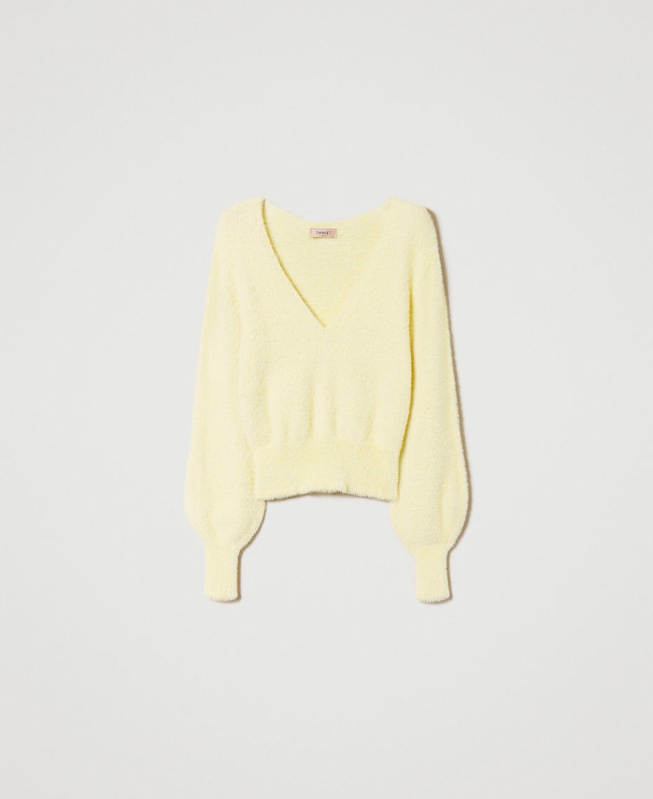 Pull sans coutures en point fourrure