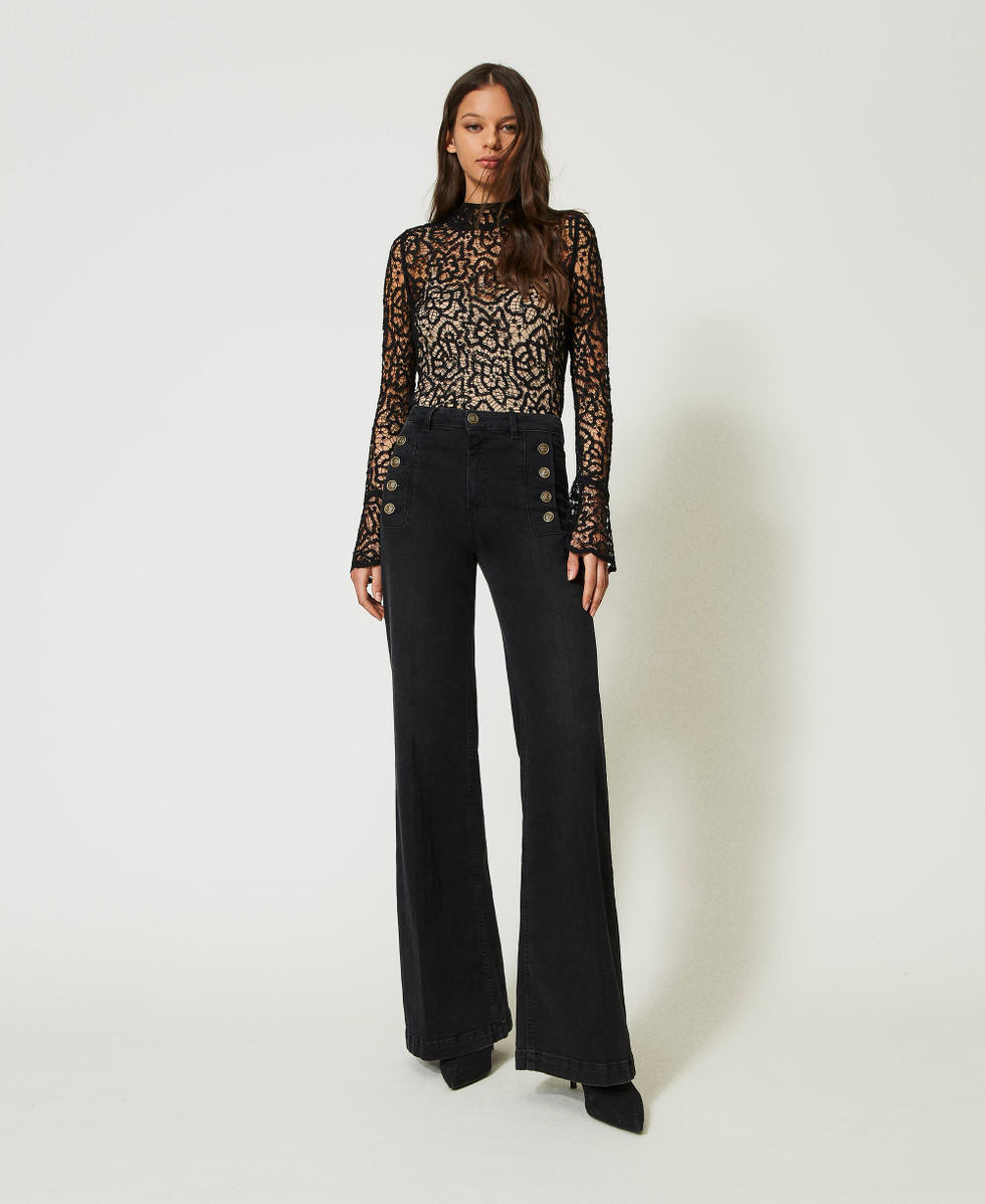 Crochet jumper with lace design