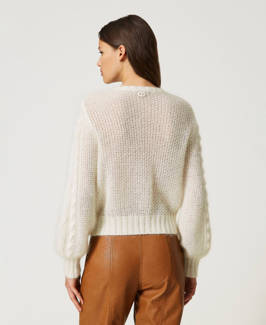 Pull en mélange de mohair et laine Blanc Neige Femme 232TP3110-03