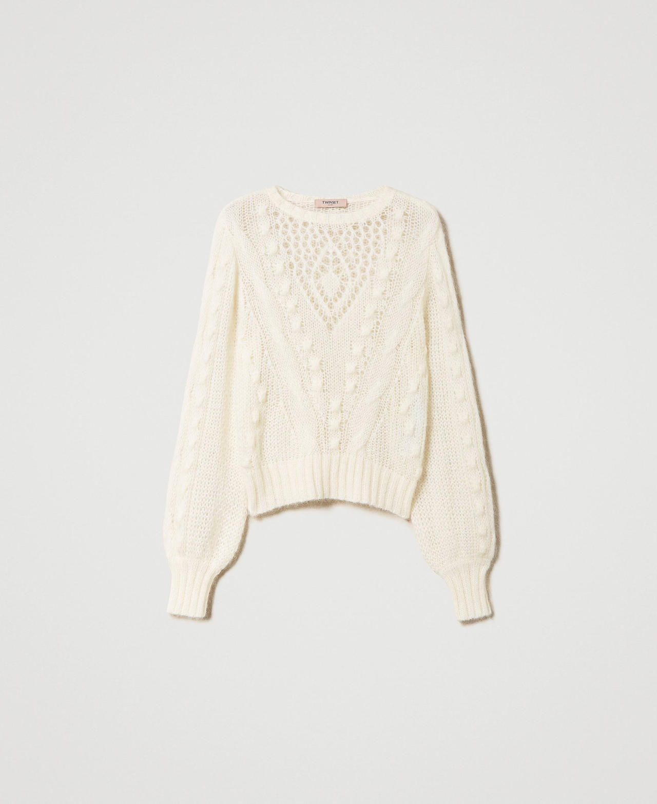 Pull en mélange de mohair et laine Blanc Neige Femme 232TP3110-0S