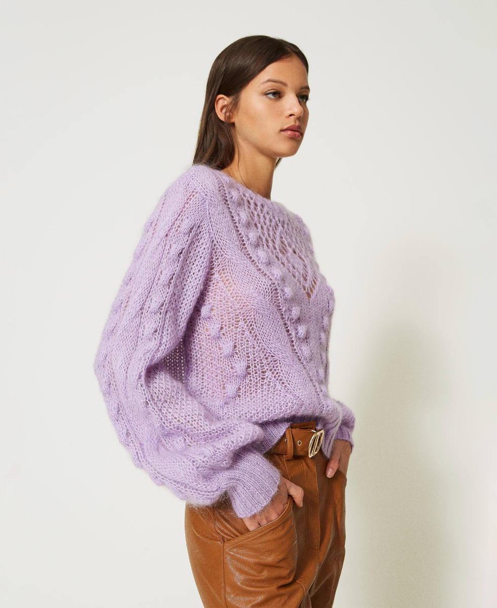 Jersey en mezcla de mohair y lana Mujer, Morado